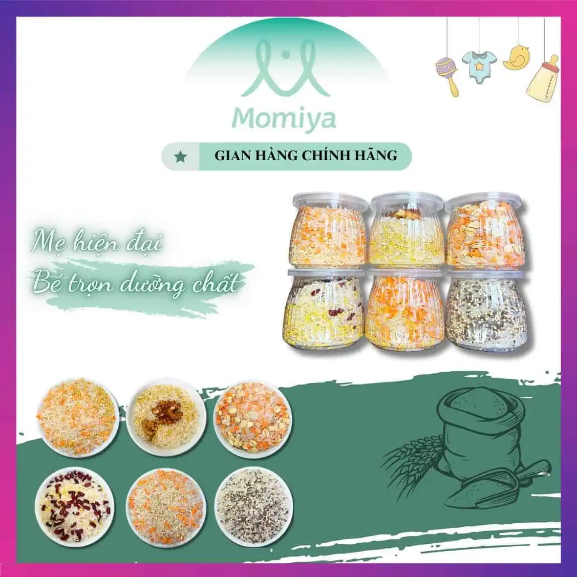 Set Vẹn Tròn - Combo 6 hũ mix hạt dinh dưỡng - Dành cho bé từ 7 tháng